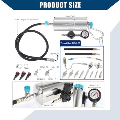Fuel Injection Systems Cleaning Tools for Petrol EFI Throttle/Front Fuel System Cleaner Kit 600ML 140PSI C80 for Car/Durable Metal / 1Set Silver Tone