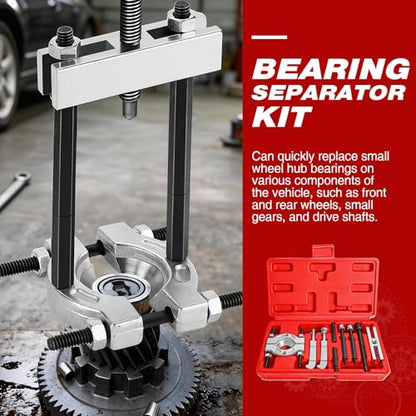 9PCS Heavy Duty Bearing Separator Puller Kit, Portable Wheel Bearing Removal Tool Set with ABS Storage Case