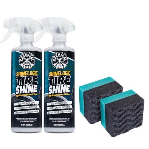 Chemical Guys, ShineLogic Tire Shine & WonderWave Applicator Kit, 20 oz | High-gloss tire dressing with a WonderWave foam applicator for even, deep black shine, two bottles - style: 20 oz KIT (Pack of 2)