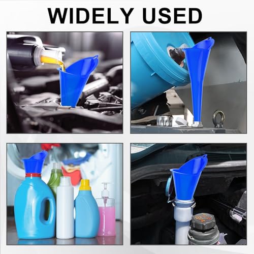 Long-Neck Oil Funnel for Automotive – Multi-Function Plastic Funnel for Oil, Gas & Lubricants – Universal Car Accessory (Blue (2-Pack)) - color: Blue (2-Pack)
