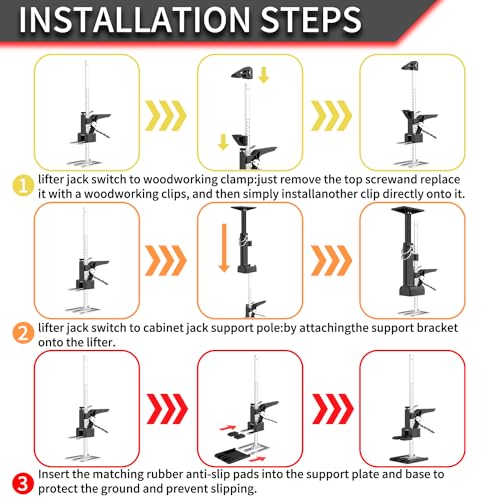 2 Pack Cabinet Jacks, 3rd Hand Support System with 360 LBS Capacity, Adjustable 0 to 23.6 inches for Multifunctional Furniture Lifter Jacks for Wall Tile Height Adjuster Handheld Tool - color: Black-DBQ