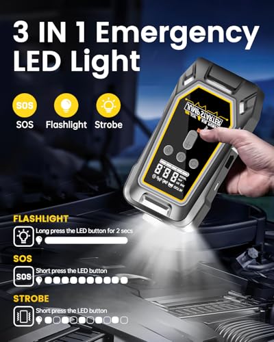6000A Car Jump Starter with Air Compressor,Roadside Emergency | 150PSI,10-in-1 Car Jumper Starter Portable,LED Flashlight for Up to 10.0L Gas / 8.0L Diesel Engines,car battery charger
