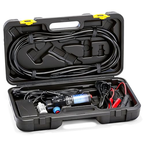 Poafamx 12V Fuel Transfer Pump Set, 95GPH Portable Gasoline Pump 70W Motor | Diesel Oil Extractor with 110V Power Adapter, Hose & Carrying Case for Vehicles, Boats, Harvester, Generators, Tractors