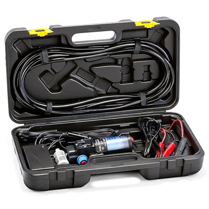 Poafamx 12V Fuel Transfer Pump Set, 95GPH Portable Gasoline Pump 70W Motor | Diesel Oil Extractor with 110V Power Adapter, Hose & Carrying Case for Vehicles, Boats, Harvester, Generators, Tractors
