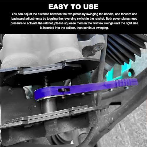 Brake Caliper Compression Tool Kit, 360° Ratchet Piston Compressor with 2 Large Steel Plates & 4 Caliper Hooks, Ratcheting Hand Wrench Expander Brake Pad Spreader for Car Truck SUV (Blue) - color: Blue