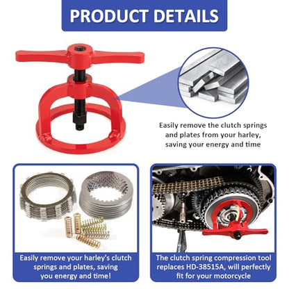 Wsays Clutch Spring Compressor Compression Tool Compatible with Harley Evo Sportster XL 883 1200 1991-2022, Buell 1995-2001 Models (Replaces for Part Number 38515A)