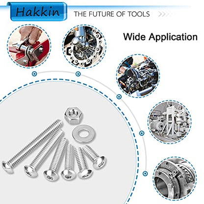 Hakkin 330pcs SAE 1/4-20 UNC Hex Socket Button Head Cap Screw Bolts Flat Washers Nuts Assortment Kit 304 Stainless Steel, 8 Sizes (Length 3/8" to 2"), Machine Screws Set with Storage Case - size: 330PCS 1/4-20 Hex Button Head Cap Screws Silver