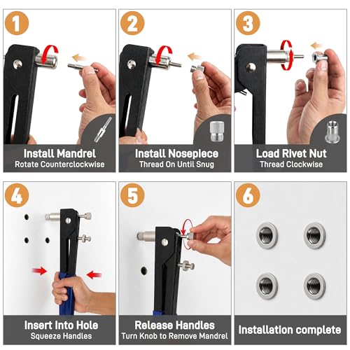 Rivet Nut Tool Kit, 790PCS Metric Stainless Steel Nutsert Assortment with Hand Rivet Nut Setter, M3/M4/M5/M6 Threaded Inserts, Portable Case for Automotive, Furniture & DIY Repairs - size: Metric 790PCS Stainless Steel Rivet Nut Tool Kit