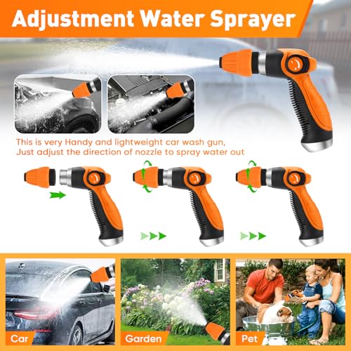 16 IN 1 Car Wash Foam Gun, Foam Cannon for Car Cleaning/Garden | Adjustable Hose Wash Sprayer with 2.5 to 6 Bars Foam Blaster, Wash Mitten&Towel,Use with 1/2” Quick Connector,Garden Sprayer - color: Orange