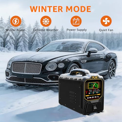 PLXX 12V 24V 0-15A Automatic Car Battery Charger Heavy Duty, Smart Trickle Charger, Battery Repairer with Auto Shut-Off, for Car Truck Motorcycle Boat RV Lawn Mower AGM Gel Wet MF Deep Cycle