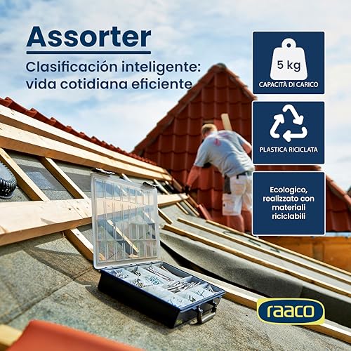 Raaco Assorter 55 4x8-15 Tool Box Organizer, 15-Slot, Semi-Transparent | Full-Size, 15 Slots Adjustable Grid, Semi-Transparent Lid, Polypropylene (PP) Storage Box for Screws, Nuts and Bolts, durable - size: Full-Size –15 Slots, style: Adjustable Grid