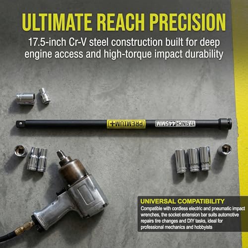 1/2" Drive Impact Extension Bar, 17.5 Inch Length Socket Extension, CR-V Steel, Narrow and Deep Areas in Automobile Maintenance, Mechanical Assembly or Industrial Operations - size: 1/2" 17.5-Inch