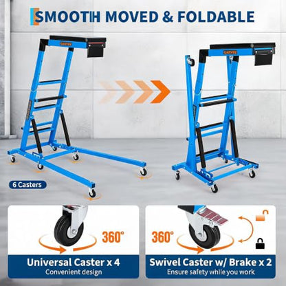 Garvee Automotive Top Side Creeper, 48-68 Inch Adjustable Height, 400 LBS | 48"-68" Adjustable Height, 400LBS Capacity, Blue, 6 Swivel Casters, Foldable, Heavy Duty, For Garage & Auto Shop Repair - color: Blue