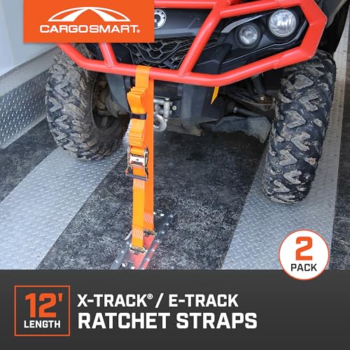 CARGOSMART 2" x 12' 3,000 lb Ratchet Strap for X-Track/E-Track 2 Pk Orange - style: 2"x12' 3000 lb