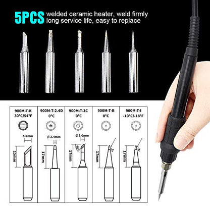 TOAUTO DS90 Soldering Station-°F & °C Dual Digital Display Soldering Iron Station Kit,90W Soldering Iron,302℉- 842℉ Temperature, Anti-Static & Grounding Wire, Auto Standby & Sleep,5 Solder Tips, Blue