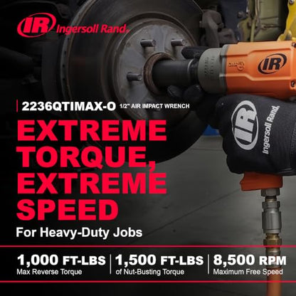 Ingersoll Rand 2236QTiMAX DXS2 1/2" Drive Air Impact Wrench, Orange - size: Standard Anvil (Single Unit), style: 2236 DXS2, Standard Anvil, Orange