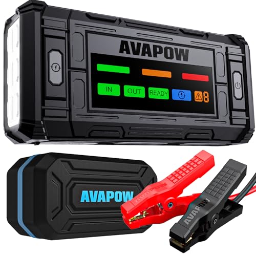 AVAPOW TJ18 5000A Battery Jump Starter Portable with 4" HD Display PD 18W Fast Charging,12V Jump Box, Car Battery Jump Starter for 8.0L Gas & Diesel Engines - size: 5000A