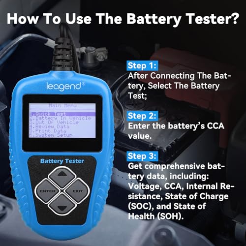Car Battery Tester 12V 100-2000 CCA, Cranking/Charging System Analyzer, Battery Load Tester for Automotive/Motorcycle/Marine Use