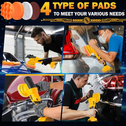 Cordless Buffer Polisher Kit for Dewalt 20V Battery(No Battery) Orbital Car Polisher 6 Variable Speed 1800 to 6500 RPM, Car Buffer Polishers for Car Detailing,Polishing,Waxing(Battery Not Included)