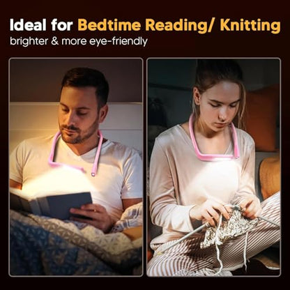 Pink Gifts Neck Light with Storage Case, Back to School Teacher Gifts for Book Lovers Readers Knitters Crafters, 10-80Hrs Eye-friendly Book Reading Light Knitting Crochet Sewing Craft Light Book Lamp - color: Pink with storage case
