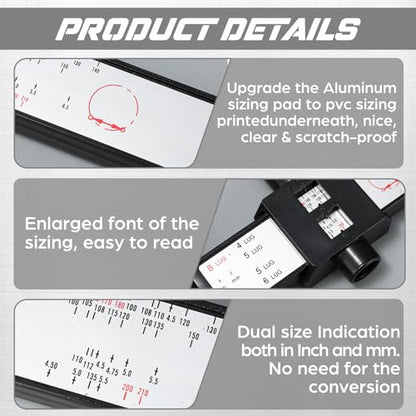 Kingdder 2 Pcs Wheel Stud Rim Bolt Pattern Measuring Tool PCD Ruler Wheel PCD Gauge Lug Bolt Pattern Gauge for 4 5 6 8 Holes Sliding Caliper