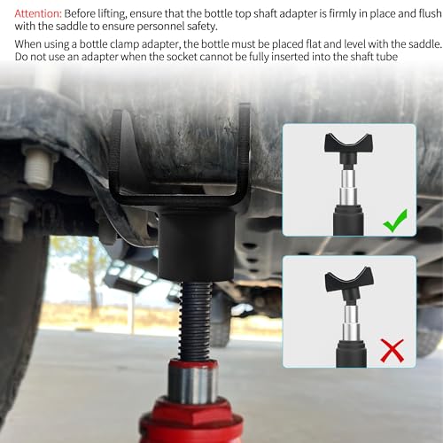 SUNJIKA Bottle Jack Axle Adapter for 2-4 in Round and 2 in Square Axles - color: Black