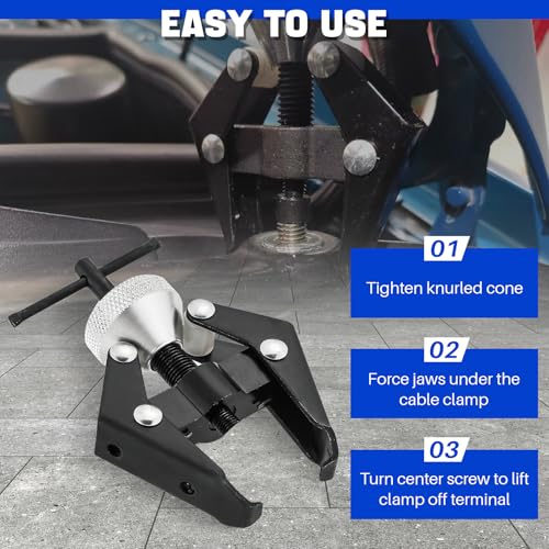 DASBET Battery Terminal and Wiper Arm Puller, Wiper Arm Battery Terminal Bearing Remover Puller Tool Heavy-Duty Arm Bearing Remover Puller Repair Tool Kit 6-28 mm