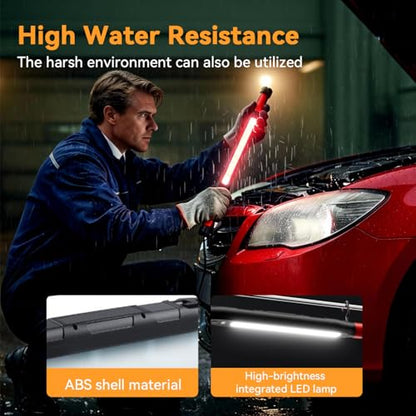 Magnetic Under Hood Work Light Bar, 3000LM Rechargeable LED Light Bar with 360° Rotating Clamps, Hooks and N50 Magnets, Waterproof Magnetic Hood Light for Camping, Emergency, Car Repair, Jobsite