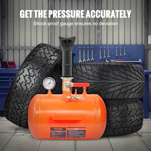 VEVOR Tire Bead Seater, 5 Gal/19L Air Tire Bead Blaster with Pressure Gauge & Handle, 145 PSI Seating Tool Inflator Tank, 85-116 PSI Operating Pressure for Car Truck ATV - size: 5 Gal/19L