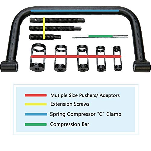 MOSTPLUS Valve Spring Compressor, 10 Piece Spring Clamp Tool Kit with C Clamp, Collet Pusher Adapters, Extension Rods, and Lever for Car, Van, Motorcycle, Small Engine Vehicle Equipment