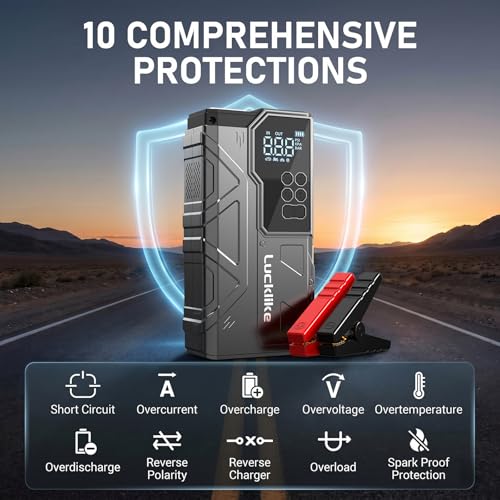 7000A 150PSI Car Battery Jump Starter with Air Compressor Battery Jump Box | for 12V(All Gas/12L Diesel), 21800mAh Car Battery Jumper Starter Portable with Auto-Shutoff Tire Inflator, 800lm Light