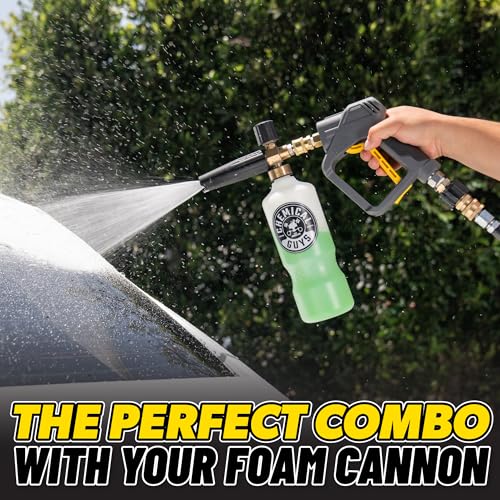 Chemical Guys, Snubby Short Pressure Washer Gun with Foam Cannon Attachment | Short-handle gun fits gas and electric washers for better control, pairs with a foam cannon for thick suds
