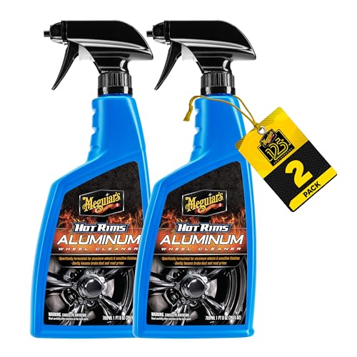 Meguiar's Hot Rims Aluminum Wheel Cleaner, Deep Foaming Rim Cleaner Spray Formulated to Effectively Clean Uncoated Polished Aluminum, Anodized, and Powder-Coated Wheels, 24 Oz (Pack of 2) - size: 24 Fl Oz (Pack of 2), style: Aluminum Wheel Cleaner