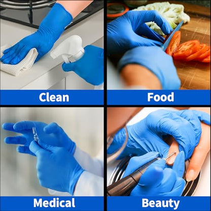 Supmedic Nitrile+ Disposable Gloves, 5Mil Chemical Resistant Powder-Free Latex-Free Glove Exam Cook Tattoo, Black Blue 100Pcs - color: (Blue) Medium