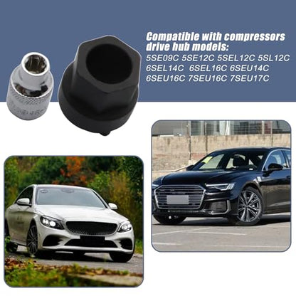 XQSMWF 1 Set A/C Compressor Clutch Hub 20mm Remover Tool with 7mm Socket Fit for Mercedes-Benz C280 C350 CL550 Fit for Porsche Fit for Seat Compatible with Chevrolet 5SE09C 5SE12C 7SEU16C
