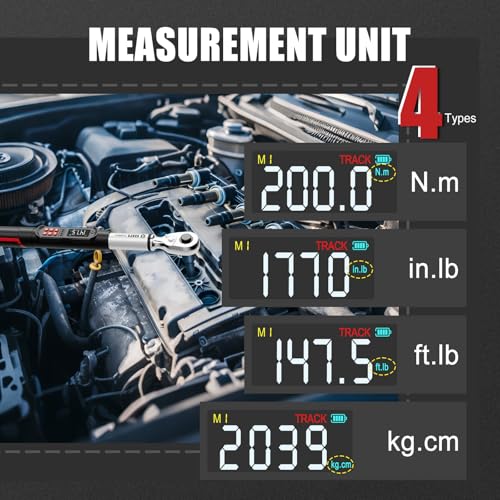 VANPO Digital Torque Wrench 1/2-Inch 7.38–147.5 ft-lb for Automotive | 10–200 Nm, ±2% Accuracy, Electronic Torque Wrench with LCD Display, Audible & Vibration Alert, Easy Battery Access - size: 1/2-inch 7.38-147.5 Ft-lb/10-200 Nm