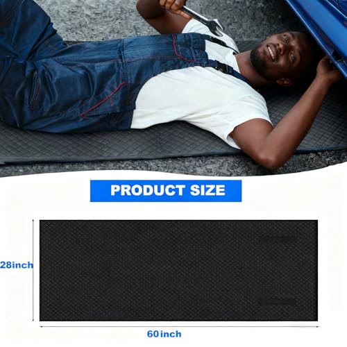 Portable Rolling Creeper Mat, 60''x28'' Under Car Roller with Storge Bag, Foldable Mechanic Mat for Outdoor Low Clearance Working on Uneven Surfaces, Black