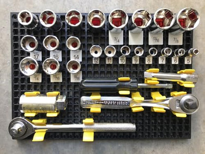 Organizer Genie ® - One Yellow Pegboard to organize your Sockets, Wrenches, Pliers, Screwdrivers, Bits and All Other Tools - color: Yellow