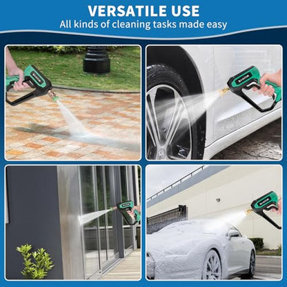 Short Pressure Washer Gun Pro - 5000 PSI/10.5 GPM Heavy-Duty Power Washer Gun w/ 5 Nozzles & 360° Anti-Kink Swivel-3/8 & 1/4" Quick Connect Compatible Foam Cannon/Dual Connecto/Car Wash Kit - style: Quick Connect Bundle -2