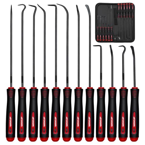 WISEUP 12-Piece Pick and Hook Tools Set, Precision Automotive Pick Tool Set, Long & Mini Puller Remover Tool Kit for Auto Oil Seal/O-Ring Gasket Removal Remover, Mechanical and DIY Use