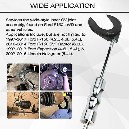 ReluxGo Inner CV Axle Puller Removal Tool 63mm with Nut, Front Wheel Drive Axle Pulley Attachment, Fits Slide Hammers with 5/8"-18 Threads, CV Joint Axle Removing Tool - size: 63mm CV Joint Fork Adapter