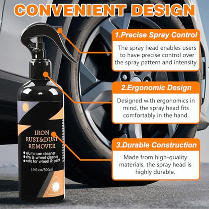 DOUNIU Rim & Wheel Cleaner Spray, Iron Rust & DUST Remover, Purple Color Changing Iron Remover, Brake Dust & Rust Cleaner for Most Wheels, Aluminum Safe, 10 fl oz