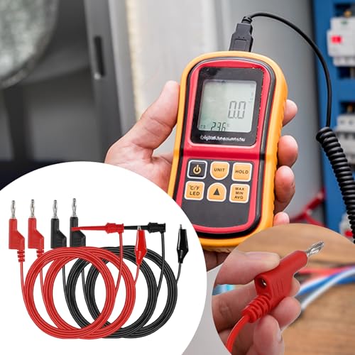 Sumnacon Multimeter Test Lead Set - Stackable Banana Plug to Test Hook, Banana Plug to Alligator Clips Test Cable Kit, Flexible Silicone Electrical Test Wire Leads with Protective 6.6 Ft/2M - size: 6.6 Ft/2M