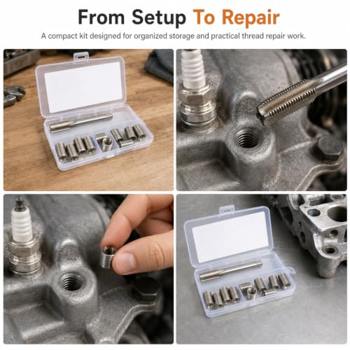 Spark Plug Thread Repair kit, M10*1.25 BoltM10*1.25 Tap Stainless Steel Repair kit for Automotive Engine Cylinder Head Rethreaded Kit Repairs Tools - color: M10*1.25