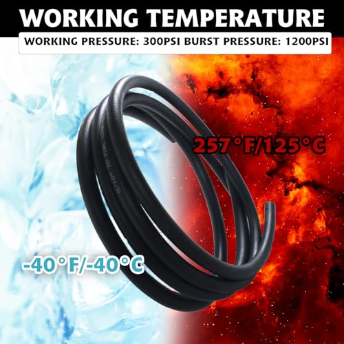 Fuel Line Hose Kit 3.3FT 5PCS With 30Pcs Clamps,3/8" 5/16" 1/4" 1/2" 3/16" ID High Performance 300PSI NBR Rubber for Automotive, Small Engines, ATV, Push Lock Reinforced - size: 3.3FT 5PCS
