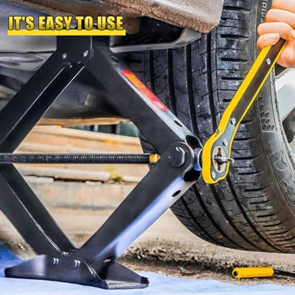 Car Jack Ratchet Wrench, 360° Swivel Automotive Scissor Jack Adapter with Long Handle, Labor-Saving Vehicle Tire Lifting Repair Tool for Small Car, Sedan, Travel, SUV (Ratchet Wrench) - size: Ratchet Wrench