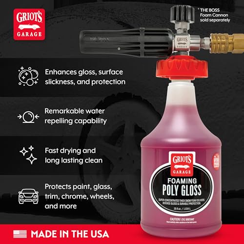 Griot's Garage Foaming Poly Gloss for Car Cleaning and Detailing, Spray Wash & Wax, Compatible with The BOSS Foam Cannon Auto-Mix System, 35oz - size: 35 Fl Oz (Pack of 1)