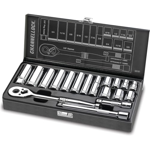 Channellock 38181 3/8" Drive Standard Socket set, 18 Piece - size: 18 Piece SAE - 3/8" Drive