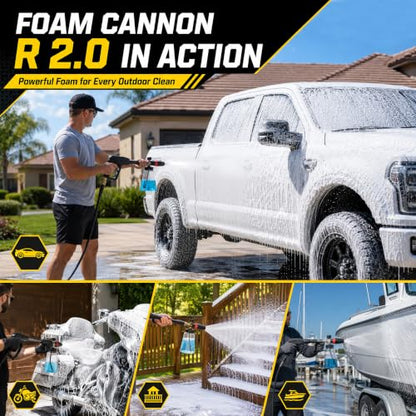 Raincovo Foam Cannon R 2.0 with Wide Mouth and Base, Adjustable Snow Foam for Pressure Washer, Thick Soap Cannon for Car Wash, 1/4 Inch Quick Connector