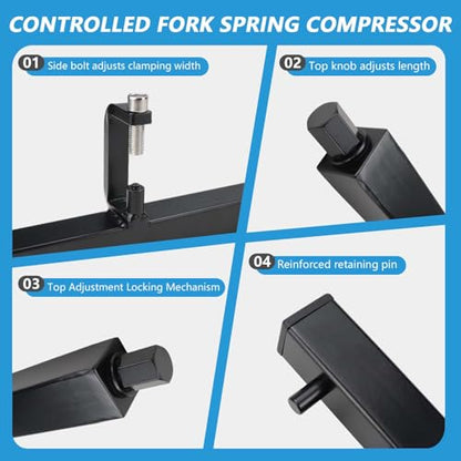 TFSC 01 Fork Spring Compressor Tool Fit for Replacing Front Fork Seals and Oil Seals on Most Current Sport Bikes and Road Racers etc Carbon Alloy Steel Powder Coated